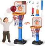 2 in 1 Kids Basketball Hoop and T B