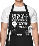 Black Cotton/Poly BBQ Apron Men,Funny Gifts For Him Brother Boyfriend Husband Dad Step Dad, Husband Gift from Wife, Cadeau Homme, Munzong Grill Cooking Chef Aprons