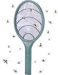 Electronic Fly Swatter Mosquito Killer Bee Bugs Zapper Bat Racket, Pests Insects Control Repellent Fly Racquet with 3-Layer Safety Mesh for Indoor and Outdoor (ArmyGreen)