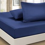 Imperial Rooms Fitted Sheet 16"/40CM - Extra Deep Bed Sheets King Size Breathable Soft Brushed Microfiber Fitted Bed Sheet - Shrinkage and Fade Resistant (Navy)