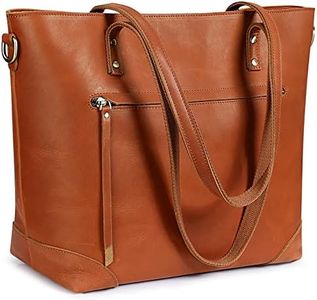 S-ZONE Vintage Genuine Leather Shoulder Bag Work Totes for Women Purse Handbag with Back Zipper Pocket Large