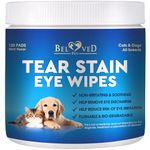 Cat & Dog Eye Wash Drops & Wipes - Tear Stain Remover, Cleaner | Eye Infection Treatment Helps Prevent Pink Eye, Relief Allergies Symptoms, Runny, Dry Eyes - Safe for Small Animals (Wipes)