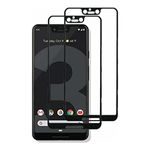 AISELAN for Google Pixel 3 XL Full Coverage Screen Protector, [2 Pcs] Black Silk 9H Hardness Tempered Glass Screen Protector for Google Pixel 3 XL 6.3", Bubble Free, Anti-Scratch (Full Cover)