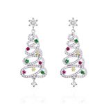 Christmas Tree Earrings for Women,Color Diamond Xmas Earring,Sterling Ear Acupuncture,Ladies Sparkly Zircon Drop,Girls Ears,Holiday Costume Accessories,Fashion elegant Cute Gifts Earings,Festive Gift