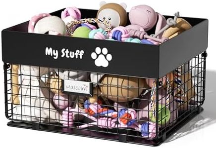 qeerable Dog Toy Basket - Metal Large Dog Toy Box for Small Dog - Dog Toy Storage Bin for Pet - Personalized Large Dog Toy Basket for Puppy and Pet- Dog Toy Organizer Holder Boxes for Living Room