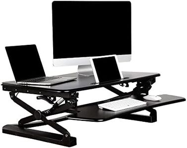 PrimeCables 37 inch Dual Monitor Standing Desk Converter,Height Adjustable Sit Desk Riser Wide Keyboard Tray for Laptop or Computer Workstation