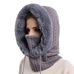 YAMEE Women Ski Mask Balaclava Fleece Hood Winter Hat with Neck Cover Face Cover Mask for Outdoor Sports Dog Walking (Grey)