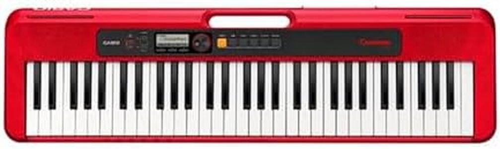 Casio Casiotone CT-S200, Beginner 61-Key Portable Keyboard with 200 Tones, 77 Rhythms, LCD Display, Music Rest, USB-MIDI, Stereo Speakers, Aux In, Headphone Out, Power Supply, Red (CT-S200RD)