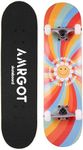 Amrgot Skateboards for Beginners,31 * 8 inches Complete Skateboards for Kids,Boys,Girls and Adults,7 Layer Maple Wood,Double Kick Deck Concave Standard and Tricks Skateboard (RainbowFlower)