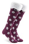 CityComfort Slipper Socks for Women Non Slip Long Fluffy Socks (Burgundy Dots)