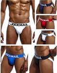 JOCKMAIL 5PCS/Pack Sexy Mens Jock Strap Briefs Mens Underwear Pack Cotton Men's Jock Strap Pack (M, Black+Red+White+Blue+Navy)