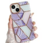 MVYNO Elegant Purple Cover for iPhone 14 Cases | Beautiful Marble Protective Back Cover Cute case for Ladies Woman (Hard IMD TPU, Cover for iPhone 14, Purple)