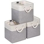 KEEGH Fabric Cube Storage Bins 10.5x10.5 Foldable Storage Bins Small Cube Organizer Baskets for Closet Shelf Nursery Bedroom Office Organizing,Sturdy Storage Box with Handles Grey