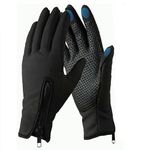 YNR Equestrian Winter Thermal Horse Riding Gloves Synthetic Leather Black Anti Slip (XL)