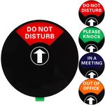 Aoliandatong Privacy Sign, Do Not Disturb Sign, Out of Office Sign, Please Knock Sign, in a Meeting Sign, Office Sign, Conference Sign for Offices, 5 Inch, Black