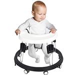 wwuiuiww Foldable Walker, Old-School Walker in Round Shape, Suitable for Any Terrain, for Babies, White (6-18 Months)