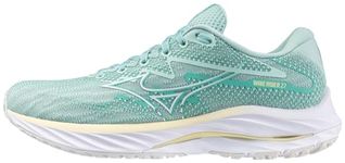 Mizuno Women's Wave Rider 27 Running Shoe, Eggshell Blue/White, 10