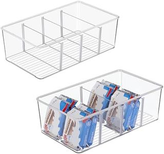 Vtopmart Set of 2 Fridge Organisers with 4 Compartments, BPA-Free Kitchen Stackable Food Storage Box for Tea Bags, Snacks, Spices, Transparent