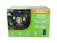 Sunforce 15 LED Outdoor Bulbs Waterproof 33ft Solar String Lights with Wireless Remote Control