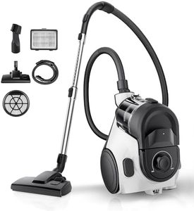 Eureka Bagless Canister Vacuum Cleaner, 1100W High Power Vacuum Cleaner for Carpets and Hard Floors HEPA Filter Extension Tube 2-in-1 Crevice Tool Floor Nozzle, NEN121WH