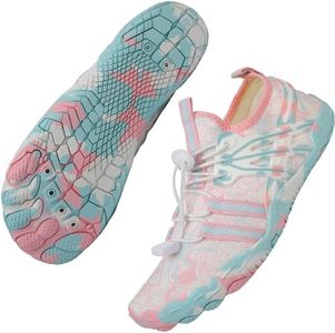 Water Shoes for Women Men Beach Shoes Women Swim Shoes Pool Shoes River Shoes Barefoot Shoes Quick Dry Slip-on for Pool Beach Surf Water Park Yoga, Pinkwhite-21, 11 Women/10 Men