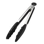 iNeibo Kitchen Tongs for Cooking | 9inch Food Tongs Durable-Thick Stainless Steel Kitchen Silicone tip | Silicone Non Stick Tongs for air Fryer | Salad Tongs Pasta Tongs