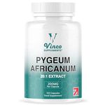 Vinco Pygeum Africanum 4,000mg Equivalent, 200mg of 20:1 Extract, 120 Capsules - 13% phytosterols - Natural Supplement for Prostate Health, Urinary (120 Count (Pack of 1), Unflavoured)