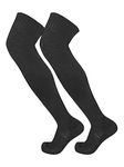 TCK High Over the Knee Athletic Sports Performance Socks with Flex, Compression & Extra Cushion Zones - Black - Large