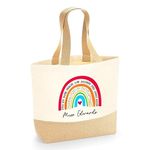 Personalised Jute Teacher Bag - Custom Name Print - Rainbow Themed End of Term Leaving Gift - Ideal Teacher Appreciation Gift - Thank You Present