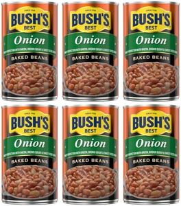 Bush's Best Onion Baked Beans, Gluten and Cholesterol Free, Good Source of Fiber, Low Fat, 7g of Protein and 5g of Fiber per Serving, 28 Ounce (Pack of 6)