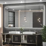 TETOTE 72 x 36 Inch LED Mirror Bathroom Backlit,AntiFog,Dimmable,CRI90+,Makeup,Vanity Mirror with Light,Lighted Mirror,Wall Mounted