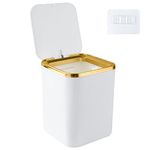 Senbaler Mini Desktop Bin with Lid 2L,Trash Can,Waste Table Bin for Bedroom,Bathroom,Office, Dressing Table,Kitchen,ABS,Light Luxury (White)