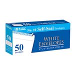 BAZIC #10 Peel & Seal White Envelope, White, 50 Per Pack