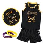 CLZWFZ Basketball Jersey Kit Kids Fans Jersey Boys Sportswear Sleeveless Basketball Vest Tops and Shorts Sports Set Summer Tracksuit Gifts for Boys Grils,Black,XXL