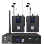 DIGIMORE UHF Wireless In-Ear Monitor System w 2 Receivers & Earphones | 300 Ft Range | Rack Mounts | IEM with No Noise & Crisp Monitoring | For Studio, Guitar, Band Rehearsal, Live Performance (D-820)