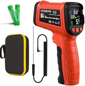 -58°F to 1796°Infrared Thermometer Temperature Gun, 16:1 Laser Thermometer with -58°F to 572°F Thermocouple Probe for Pizza Oven, Griddle, Ir Temp Gun for Humidity Measurement, Home Repair