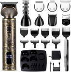 Surker Professional Beard Trimmer Kit - Zero Gapped T-Blade Electric Shaver, Nose & Body Trimmer - Cordless Grooming Kit 7 in 1