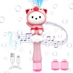 Rechargeable Bubble Wand for Kids with Solution，Musical&Light Up Piglet Cartoon Bubble Machine Blower Maker Toddlers Boys Girls Toys Gifts for Outdoor Indoor Birthday Wedding Party