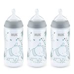 NUK Smooth Flow Anti-Colic Baby Bottle, 10 oz (300 mL), Grey Elephant, 3 Pack