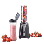 Quest Personal Blender & Smoothie Maker | 350 Watt | Includes 2x 600ml Portable Bottles | One Touch Button | Slimline, Portable and Compact | Stainless Steel Blades (Black & Grey)