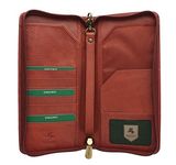 VISCONTI Leather Zipped Travel Document Holder & Strap RFID Blocking 1157 Brown
