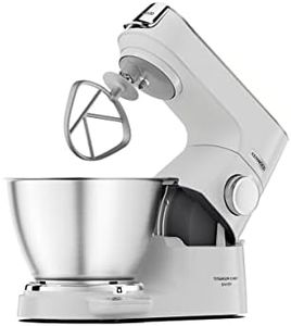 Kenwood Titanium Chef Baker XL Stand Mixer KVL65.001WH, Includes 7L Stainless Steel Bowl and Splashguard, Beater, Whisk and Dough Hook Tool, 1400W, White