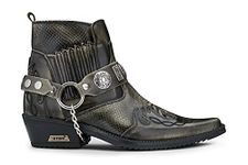 Mens Leather Cowboy Riding Olive Ankle Boots Croc Cuban Biker Dancing Winklepickers Western 42