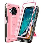 URBANITE Case for Nokia X100 with Screen Protector and Kickstand, Dual Layer Shockproof Protective Phone Case, Military Grade Heavy Duty Cover Case for Nokia X100 Phone 6.67 Inch(Pink)