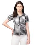 ZUVINO Formal Regular Fit Shirt Top For Women || Casual Office Wear || Summer Cotton Tops || Plus Size Tops For Women. (Large, Black)