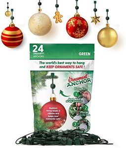 ORNAMENT ANCHOR Ornament Hooks for Hanging Christmas Decorations - No-Slip Hanging Hooks for Xmas - Heavy Duty Christmas Tree Ornaments Hanger Hooks for Small & Large Ornaments (Green, 24 Count)