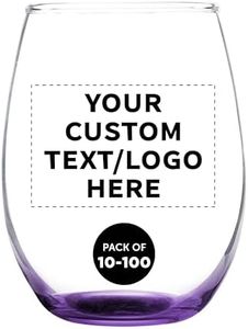 DISCOUNT PROMOS Custom Stemless Wine Glass 9 oz. Set of 10/50/100, Personalized Bulk Pack - Great for Wedding Favors, Bachelorette Party Decorations, Party Favors - Purple