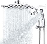 G-Promise All Metal 14 Inch Shower Head with Massage Mode Handheld, Rain Shower Head with Handheld Spray Combo, 3-Way Diverter with Pause Setting, 12 Inch Adjustable Extension Arm (Chrome)