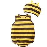 CuteOn Baby Boys' Sleeveless Bodysuit 2 Pack(Clothes&Hat Cap) Unisex Baby Onesie Gift Bee 80cm