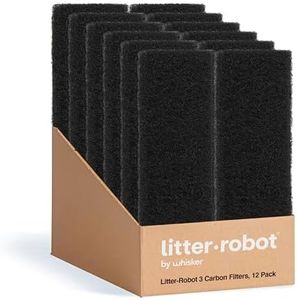 Litter-Robot 3 Carbon Filters by Whisker, 12-Pack - Litter Box Filter, Designed for Litter-Robot, Absorbs Odors & Controls Moisture for Cleaner Smelling Home